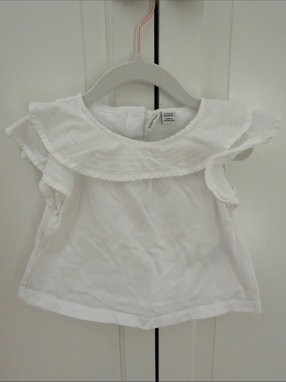 Janie and Jack White Ruffle Collar Baby Top